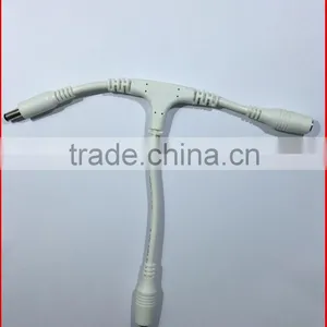 Male To Female T Tpye Product White Cable DC Connector 5.5x2.1 Male 2pcs of Female Extension DC Cable Harness thumbnail-3