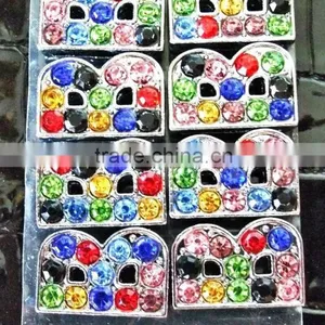Wholesale Zinc Alloy 10mm Mixed Color Colorful Rhinestones Slide Letters thumbnail-3