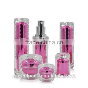 Crystal Clear High Quality Double Layers High End Cosmrtc Packaging Round Waist Acrylic Crean Jar and Lotion Bottle thumbnail-1