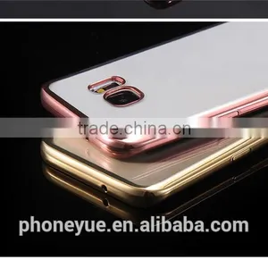 Luxury Rose Gold TPU Plating Plated Edge Soft Clear Case for Samsung S7 Edge thumbnail-6