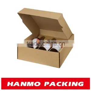Custom Printed 3 Bottle Pack Box Kraft Corrugated Paper Box Flat Shipped thumbnail-1