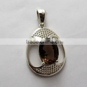 Gorgeous Smoky Quartz Pendant, Online Silver Jewelry, Gemstone Silver Jewelry thumbnail-6