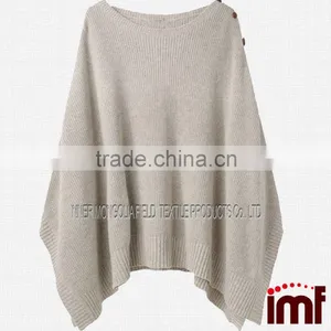 Knit Beige Poncho,Beige Cape,Women Cashmere Poncho,Knit Shawl thumbnail-1