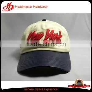 Custom 6 Panel New York Embroidery Unique Baseball Cap pu Brim Baseball Hat thumbnail-1