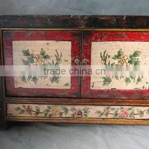 Reclaimed Wooden Funiture/ Antique Mongolia Painting Cabinet thumbnail-1