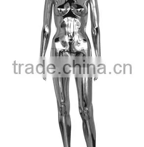 Fashion Standing Glossy Chrom Electroplating Silver Color Model Femal Mannequin Clothing Garment Display thumbnail-3