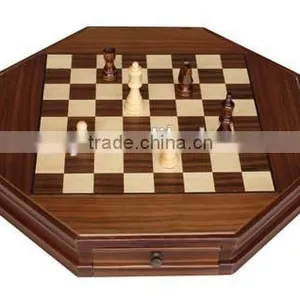 Octagon Wooden Hand Made Chess Set thumbnail-3