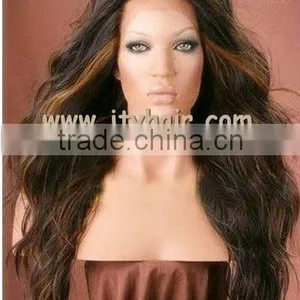 Hot Beauty 18" Higlight Color, Two Tone Loose Wave, Peruvian Virgin Hair Full Lace Wig thumbnail-1