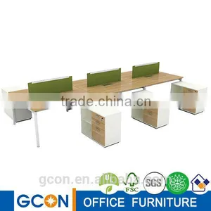 Cass Walnut 4 Seater Office Workstation Cubicle thumbnail-4