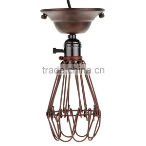 Vintage Retro Pendant Lights LED Lamp Metal Cube Cage Lampshade Lighting Hanging Light Fiture With LED E27 Bulb thumbnail-2