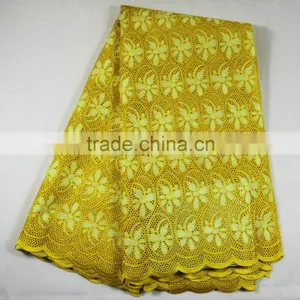 2015 Latest Designs in Nigeria Cotton Lace Fabric With Flower & Rhinestones for Wedding Dress thumbnail-1