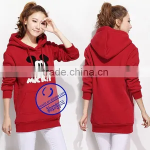 Custom Wholesale Women Extra Long Fleece Hoodies With Embroidered thumbnail-5