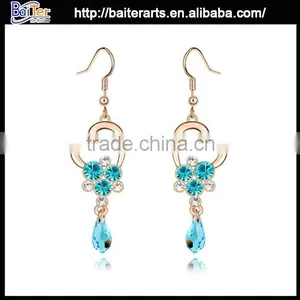 Popular Jewelry Alloy Austria Rose Gold Crystal Drop Earrings thumbnail-1