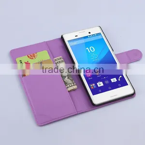 Hot Selling Two Mobile Phone Leather Flip Case For Sony M4 Leather Case thumbnail-4