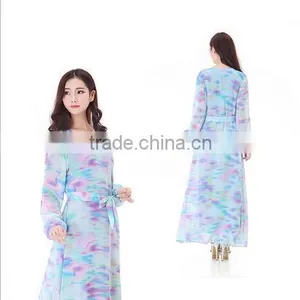 2015 Fahion Long Sleeve Chiffon Kaftan Abya Dresses thumbnail-3