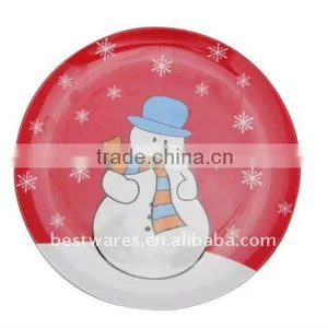 Eco Friendly Colorful Snowman Pattern Home Dinner Round Plastic Diamond Plate thumbnail-1