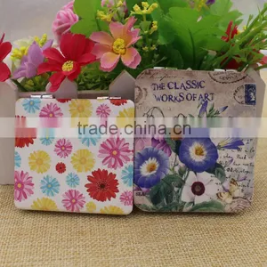 Delicate PU Mirror Pocket/flowers Leather Pocket Mirror/ Cute Cosmetic Mirror Custom Supplier's Choice thumbnail-5