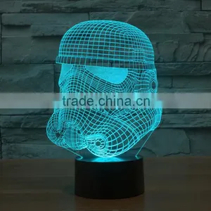 White Knight Shape USB + Battery Operated 3d Acrylic Illusion 7 Color Changing Night Light for Children Led Magnetic Lamp thumbnail-3