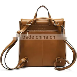 New Arrival Fashion Brown Leather Backpack With Many Pockets thumbnail-3