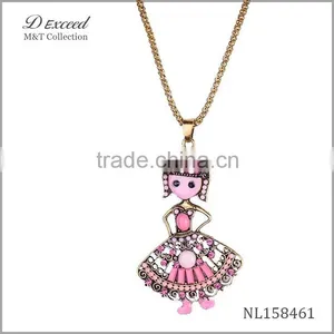 Alloy Doll Pendant Necklace With Long Chain,fashion Wholesale Pendant Necklace thumbnail-2