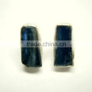 Nepal Blue Kyanite Raw Gemstone Stud 925 Sterling Silver Earring Jewelry, Rough Gemstone Studs Earrings thumbnail-1