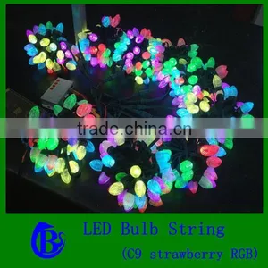 Christmas Lights Wholesale /Commercial C9 LED Faceted Light Set-Warm White/ Strawberry Lamp thumbnail-1
