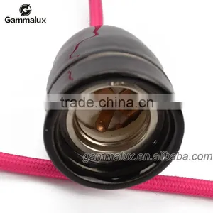 Pink Textile Cable Wire With E27 Ceramic Lamp Holder With Dimmer Switch thumbnail-4