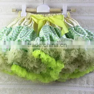 2013 Latest Skirt Design Mint With Lime Chevron Pettiskirt for Baby Girls thumbnail-1