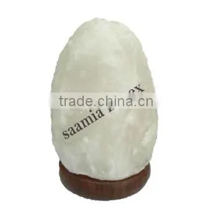 Himalayan White Natural Salt Lamp With Wooden Base thumbnail-1