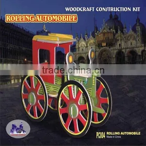 3D Wooden Puzzle - Rolling Automobile - Wood Craft - Self Construction Kit thumbnail-1