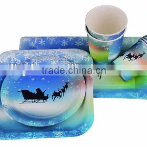 Christmas Design Food Grade Shaped Paper Plates Cups /party Table Ware Sets thumbnail-3