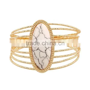 2016 New Gold Silver Triangle Alloy Wide Open Cuff Bangle Bracelet For Women Fashion Jewelry thumbnail-5