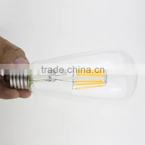 Dimmable ST64 LED Bulb 4W 6W E26/E27 Filament Light Bulb 110V/220V Retro Transparent Glass Led Light Bulb thumbnail-3