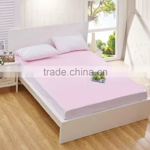 Rose Red or Pink Cotton Terry Coated With PU Knitted Rolled Pakistan Designed Bed Sheets thumbnail-1