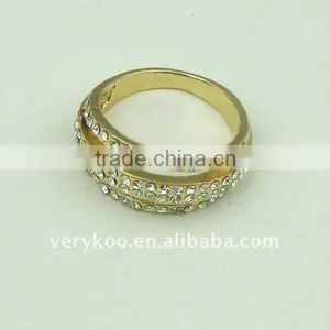 Fashion Diamond Golden Ring With Rhinestone thumbnail-1