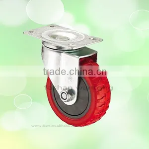 Red Polyurethane Hardware Wheel 125mm Top Plate Swivel Casters thumbnail-2