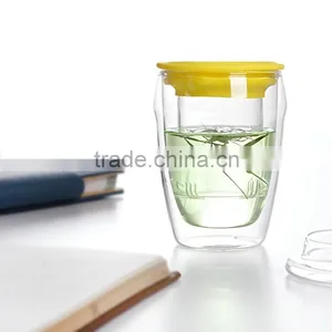350ml Glass Tea Cup With Strainer With Lid TB322 ML Glass thumbnail-5
