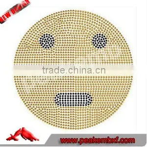 Smile DMC Rhinestones Smily Face Emoji Heat Transfers Wholesale for Kids Clothing thumbnail-1