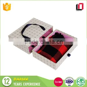 Recycled Cardboard Paper Custom Drawer Gift Box With Ribbon Handle thumbnail-3