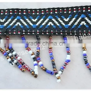 Hot Selling 5cm Width Polyester Ethnic Cheap Beaded Fringe Trim Wholesale thumbnail-5