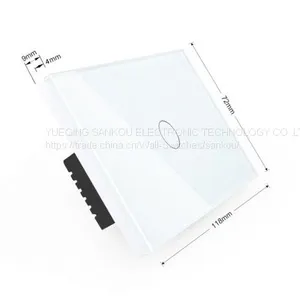 US Standard One Gang Two Way Crystal Glass Panel Touch Switch thumbnail-2