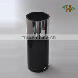 Handmade Cylinder Black Silver-plated Glass Vase for Decoration thumbnail-1