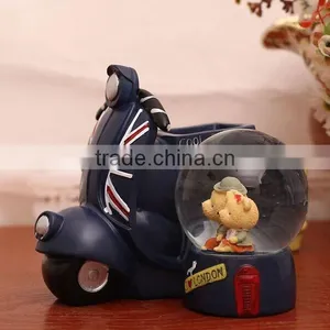 Resin Motorcycle With Couple Bear Cheap Snow Globes Wholesale thumbnail-1