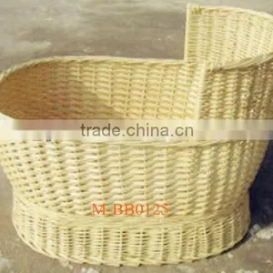 Hand Made White Baby Wicker Basket thumbnail-1