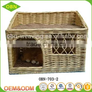 China Hot Sale Exquisite Modern Design Indoor Woven Wicker Pet Cat and Dog House Basket thumbnail-1