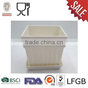 Plastic Melamine Square Flower Pot With White Color thumbnail-1