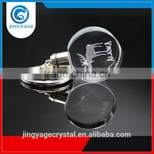 3D Laser Engraved Animal Round Crystal Key Chains Souvenir Gifts thumbnail-2