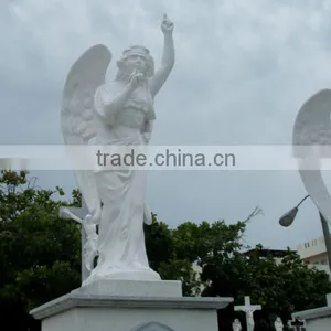 Outdoor Decoration Marble Life Size Stone Angel Statues for Cemetery thumbnail-2