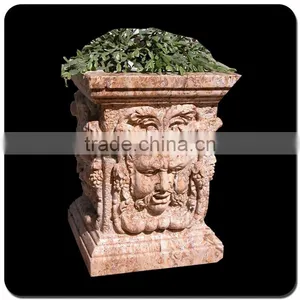 Low Price Garden Decoration Brown Granite Stone Flowerpot thumbnail-1