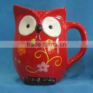 Ceramic Owl Mug,red thumbnail-1